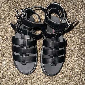 Black Strappy Gladiator Sandals - Women